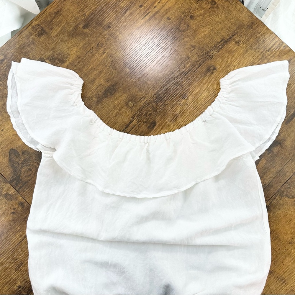 Tommy Bahama Linen Dye Off the Shoulder Dress, White, Medium - Picture 10 of 16